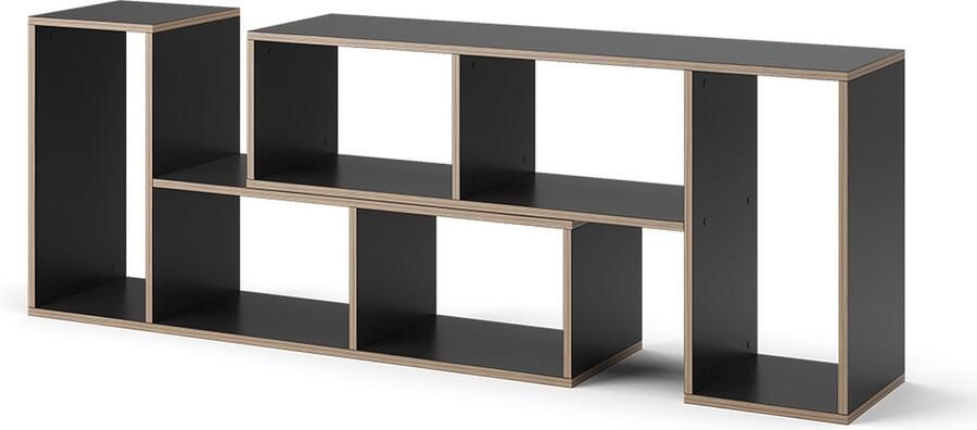 Vicco Tetrix Boekenkast – 112.8 x 56.4 cm Set van 2 Antraciet Set van 2