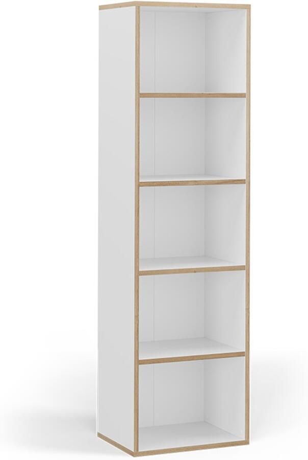 Vicco Tetrix Boekenkast – 40 x 140 cm met 5 compartimenten Wit