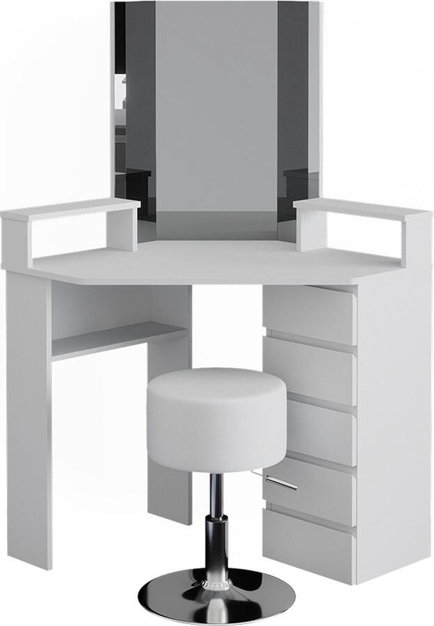 Vicco Tilda Hoek kaptafel – 113.3 cm met krukje Wit met krukje