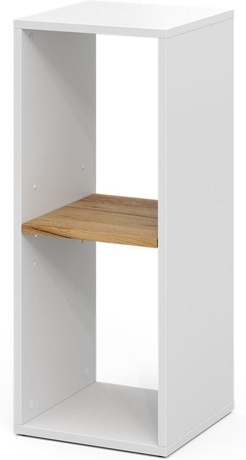 Vicco Tomy Boekenkast – 30 x 74 cm met 2 open vakken Eik wit goud