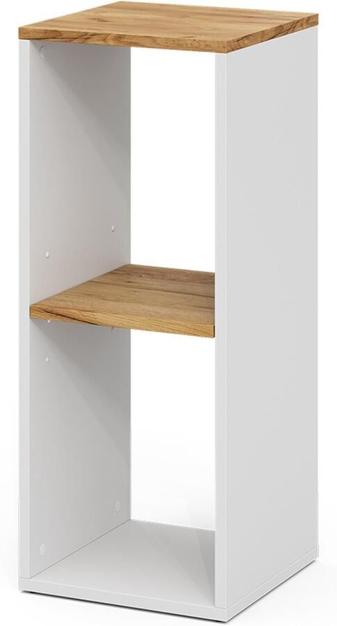 Vicco Tomy Boekenkast – 30 x 74 cm met 2 open vakken Eik wit goud