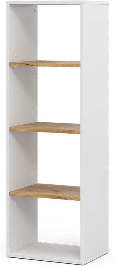 Vicco Tomy Boekenkast – 40 x 120 cm 4 compartimenten Eik wit goud