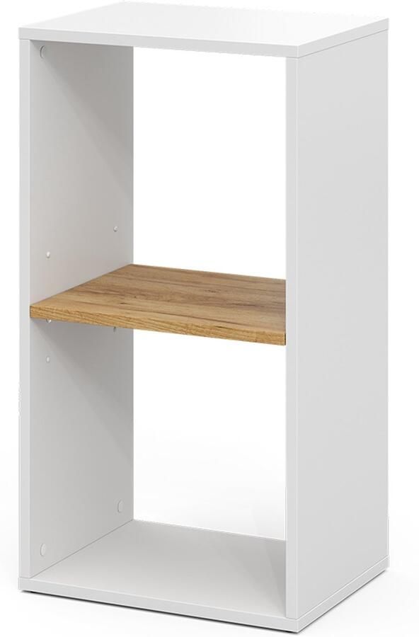 Vicco Tomy Boekenkast – 40 x 74 cm met 2 open vakken Eik wit goud