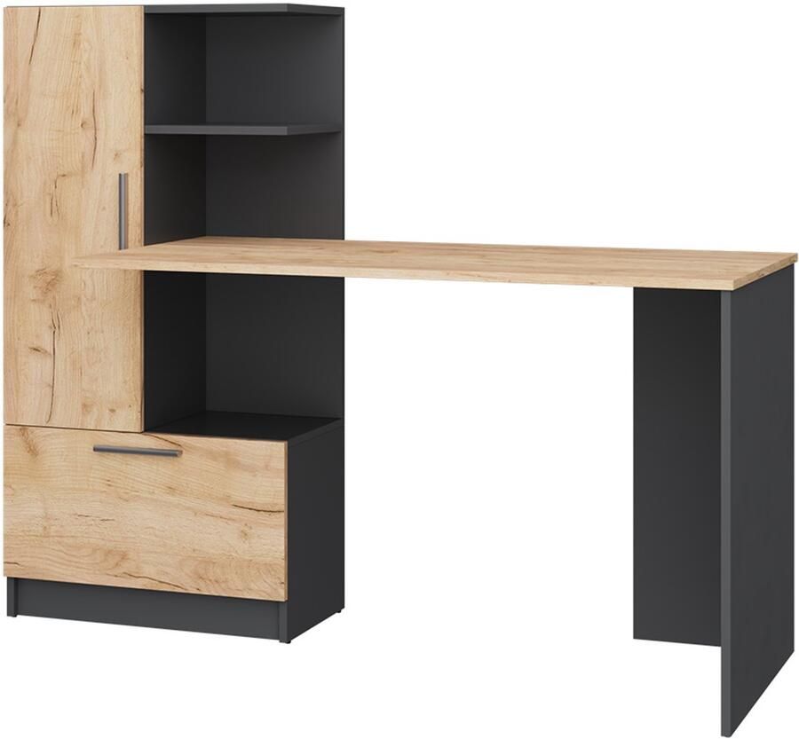 Vicco Tomy Bureau – 150 x 59 cm Antraciet gouden eik