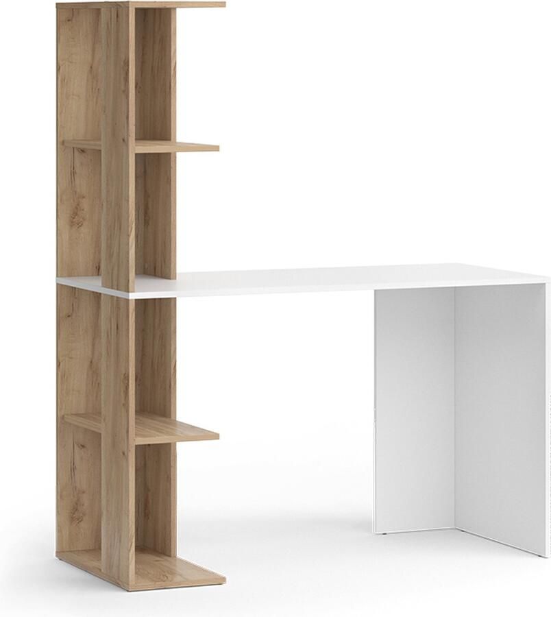 Vicco Tower Bureau – 122.2 x 55.2 cm met 4 compartimenten Wit Sonoma met 4 compartimenten