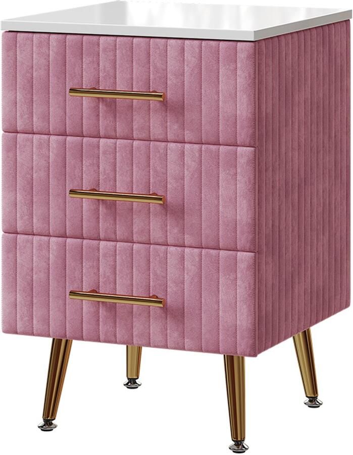Vicco VeliaNachtkastje – 41 x 62 cm met 3 lades Roze met 3 lades