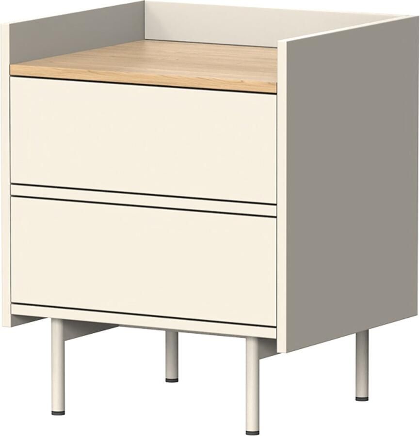 Vicco Velina Nachtkastje – 48 x 58 cm met 2 lades Crème