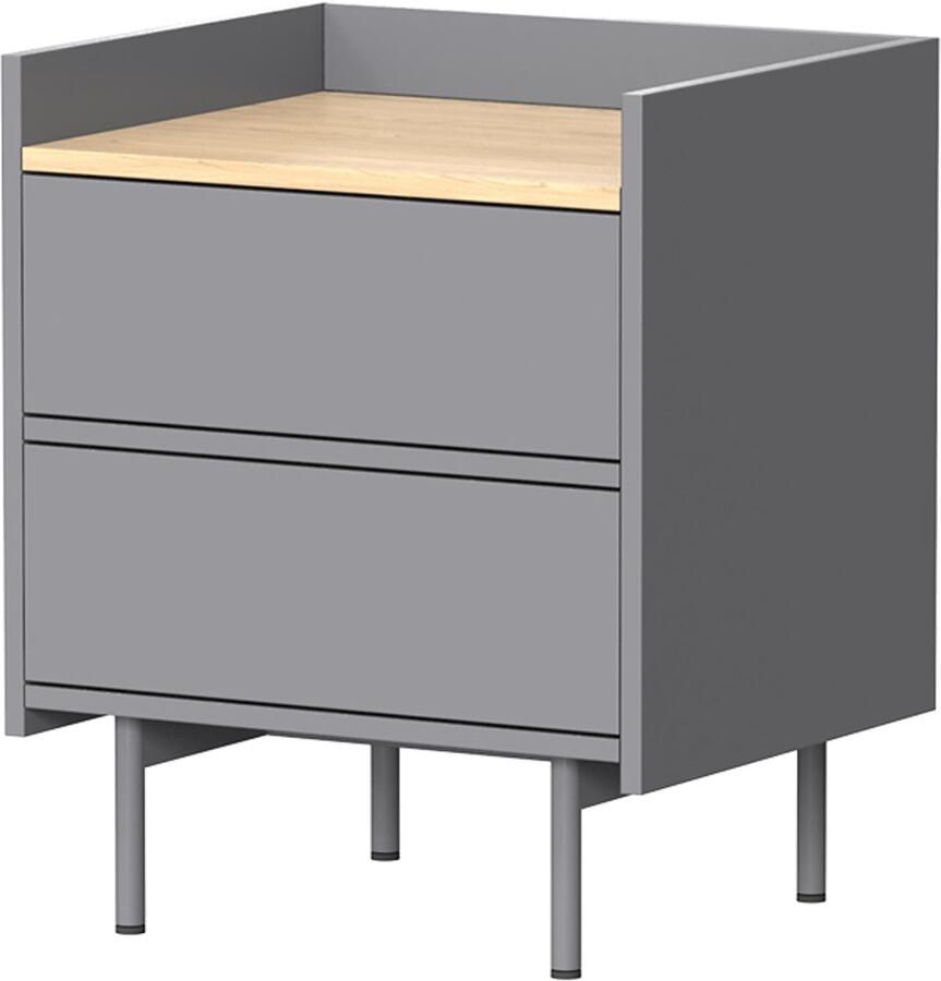 Vicco Velina Nachtkastje – 48 x 58 cm met 2 lades Grijs eiken