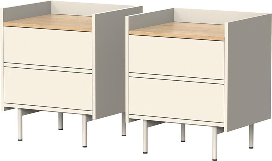 Vicco Velina Nachtkastje – Set van 2 Crème