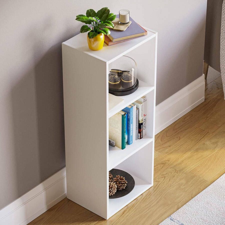 Vida Designs Oxford boekenkast met 3 planken hout wit voor kantoor woonkamer en slaapkamer