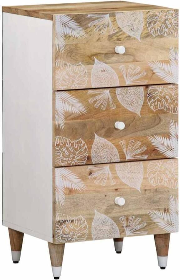 Vida xl Dressoir 40x33 5x75 cm massief mangohout bruin en zwart - Foto 2