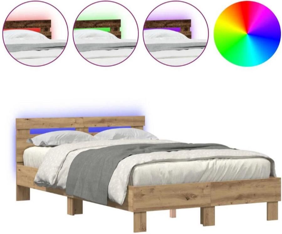 Vida xl iken Bedframe Artisan Eiken Bewerkt Hout 120 x 190 cm Duurzaam