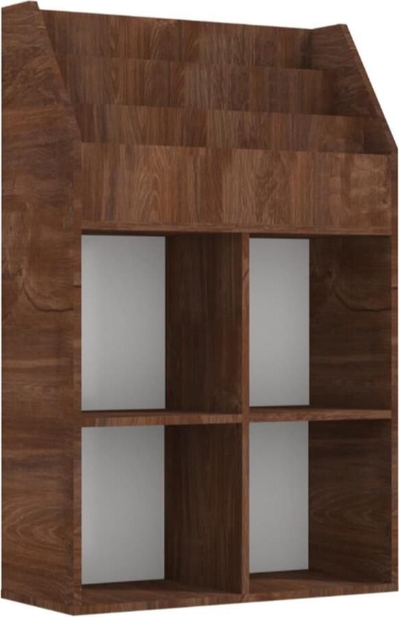 Vida xl Kindertijdschriftenrek 71x30x114 cm bewerkt hout bruineiken - Foto 2