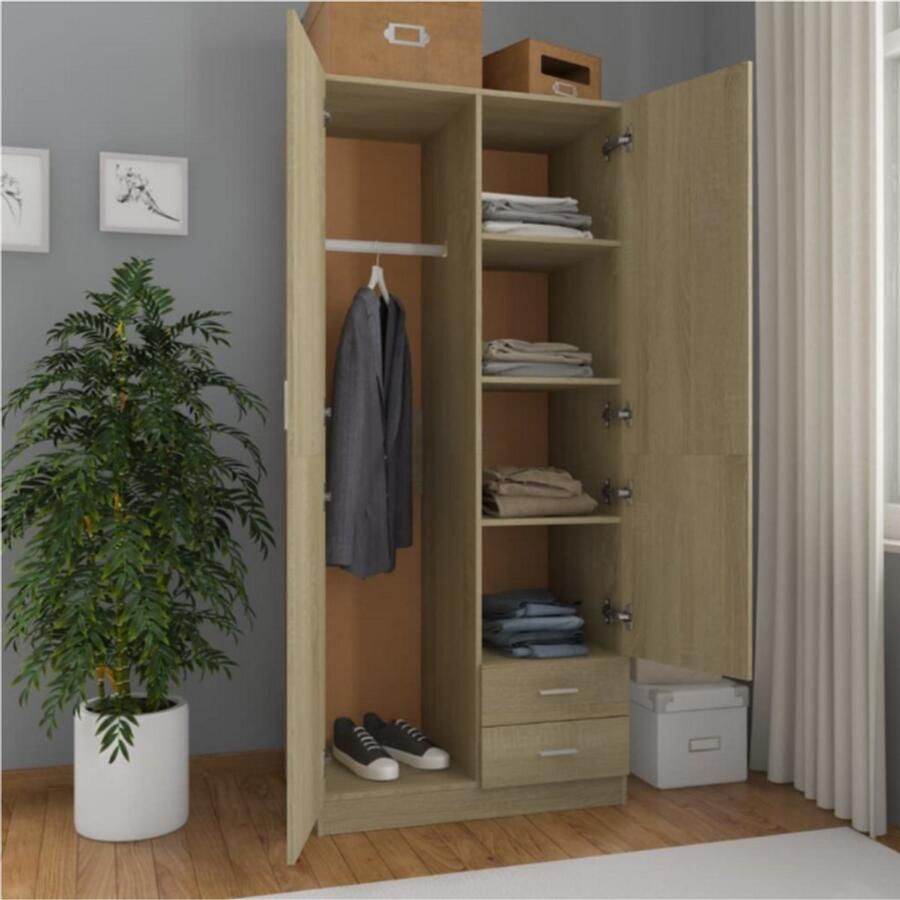 Vida xl Kledingkast 80x52x180 cm bewerkt hout sonoma eikenkleurig