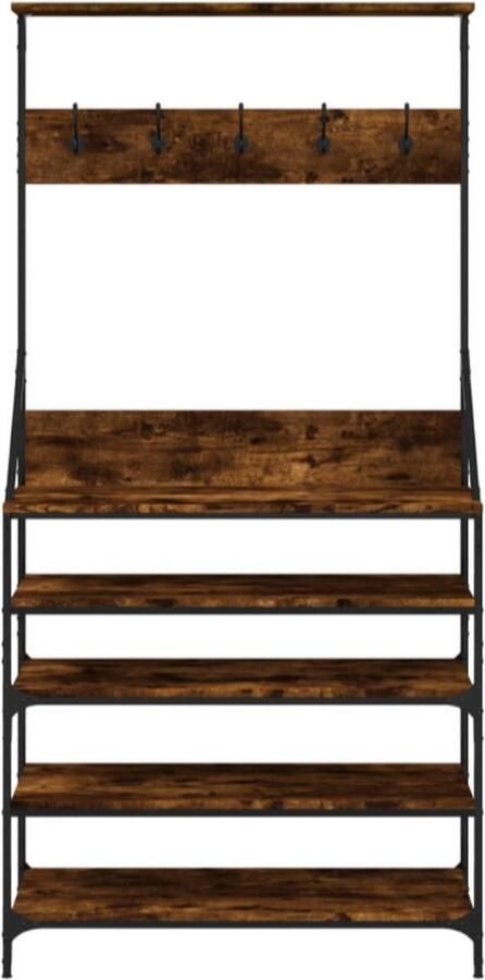 Vida xl Kledingrek met schoenenrek 90x34x184 cm gerookt eikenkleurig