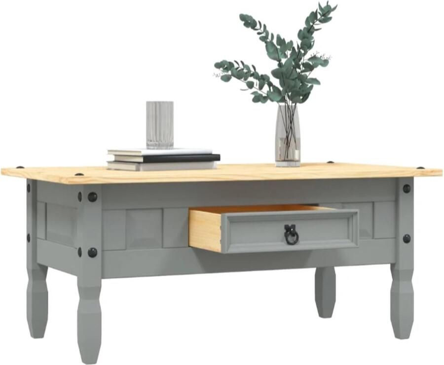 Vida xl Salontafel 100x55x44 cm Mexicaans grenenhout Corona-stijl grijs - Foto 2