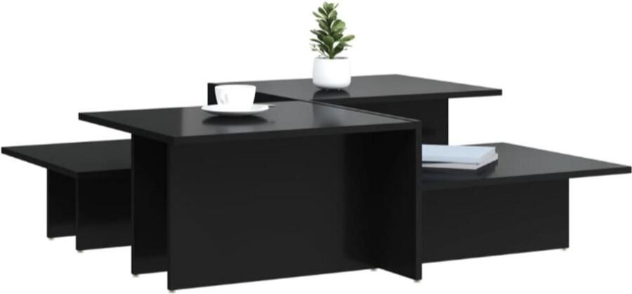 Vida xl Salontafels 2 st bewerkt hout hoogglans zwart