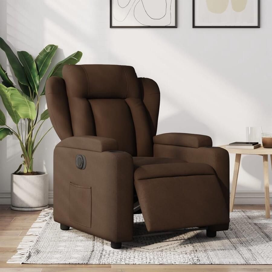 Vida xl vidaXL Fauteuil verstelbaar elektrisch stof bruin-VXL-3204462 - Foto 2