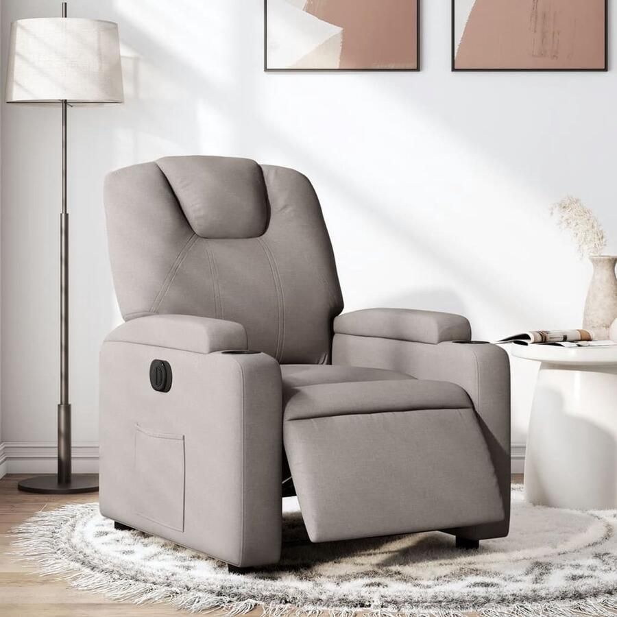 Vida xl vidaXL Fauteuil verstelbaar elektrisch stof taupe-VXL-3204352 - Foto 2