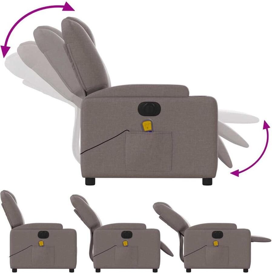 Vida xl vidaXL Massagestoel elektrisch verstelbaar stof taupe-VXL-3204364 - Foto 3