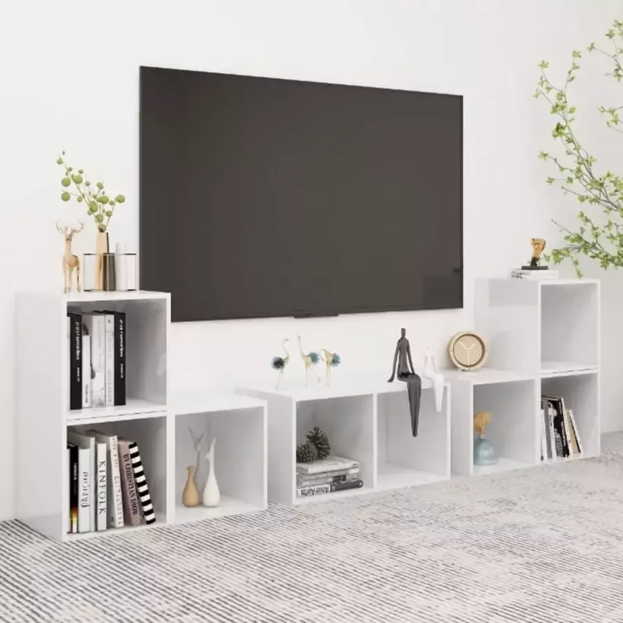 VidaLife 6-delige Tv-meubelset spaanplaat hoogglans wit
