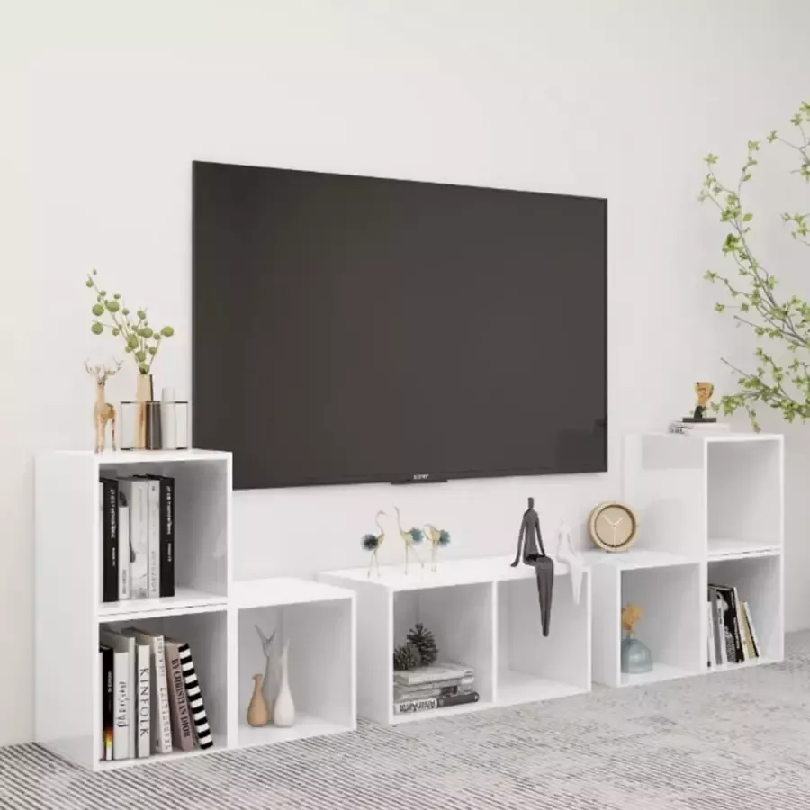 VidaLife 6-delige Tv-meubelset spaanplaat wit