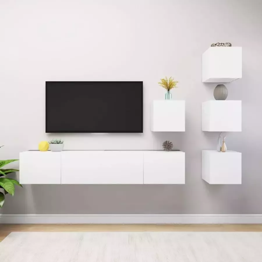 VidaLife 6-delige Tv-meubelset spaanplaat wit