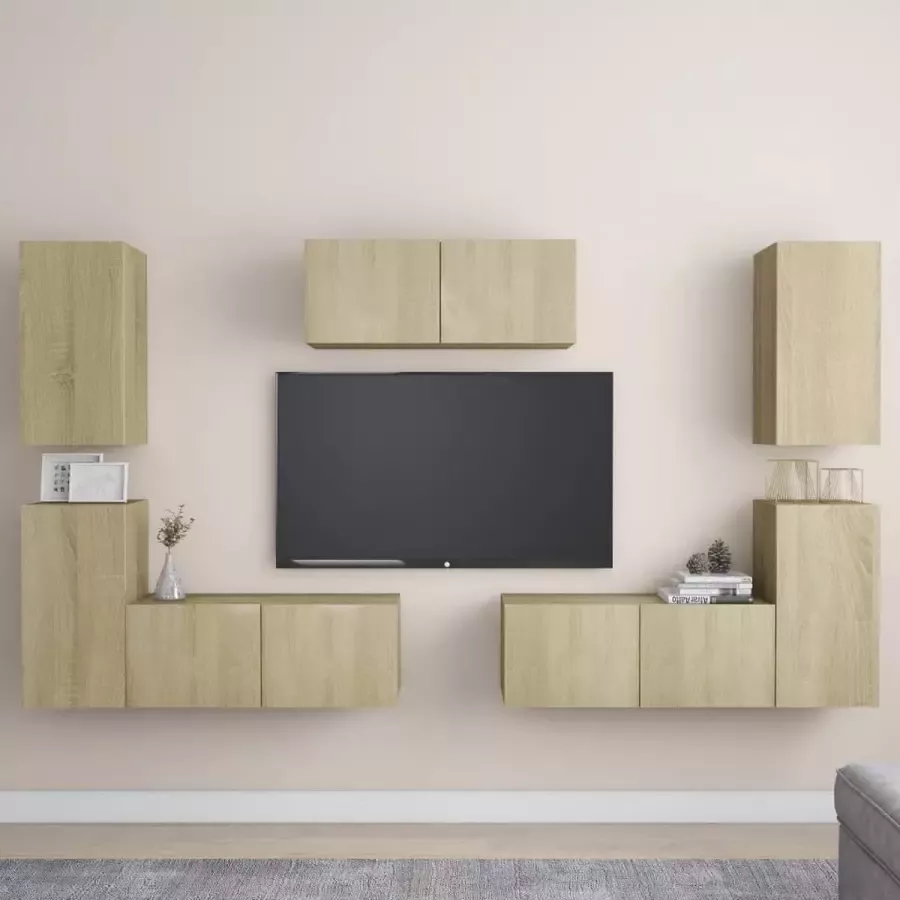 VidaLife 7-delige Tv-meubelset spaanplaat sonoma eikenkleurig