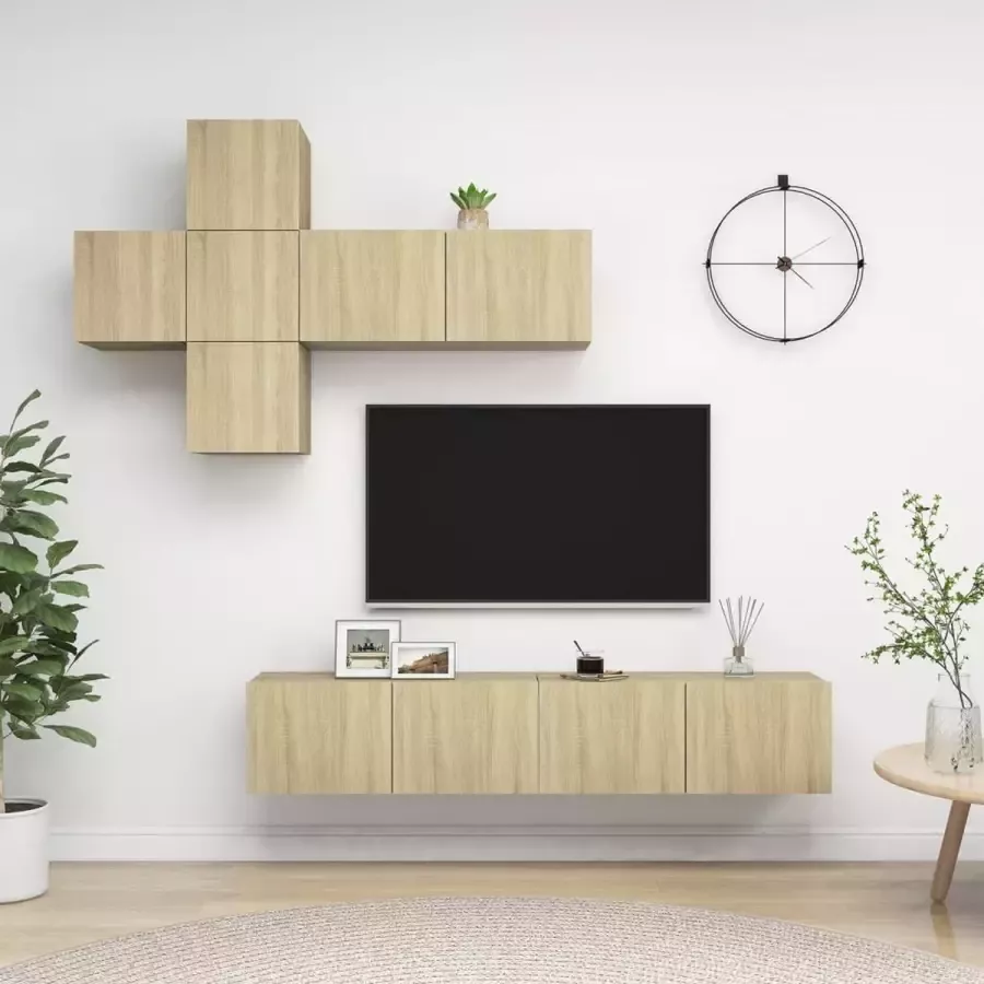 VidaLife 7-delige Tv-meubelset spaanplaat sonoma eikenkleurig