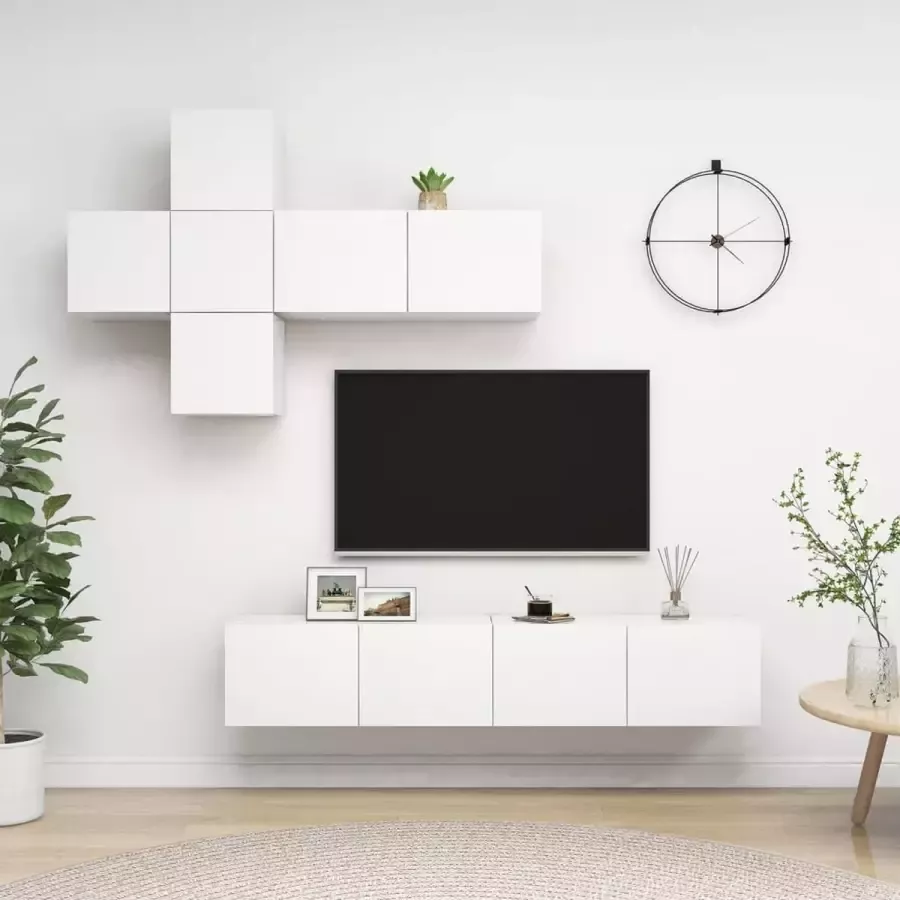 VidaLife 7-delige Tv-meubelset spaanplaat wit
