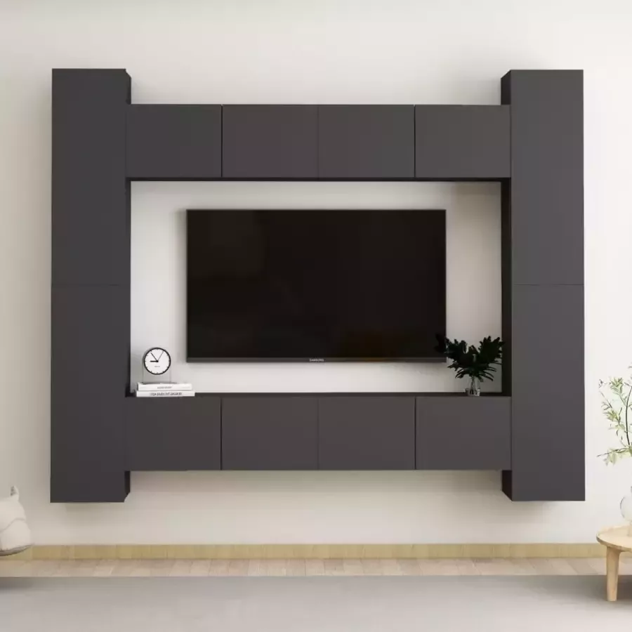 VidaLife 8-delige Tv-meubelset spaanplaat grijs