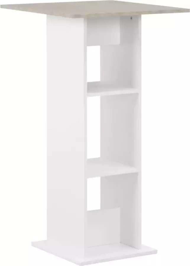 VidaLife Bartafel 60x60x110 cm wit en betonkleurig