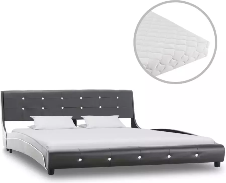 VidaLife Bed met matras kunstleer grijs 160x200 cm