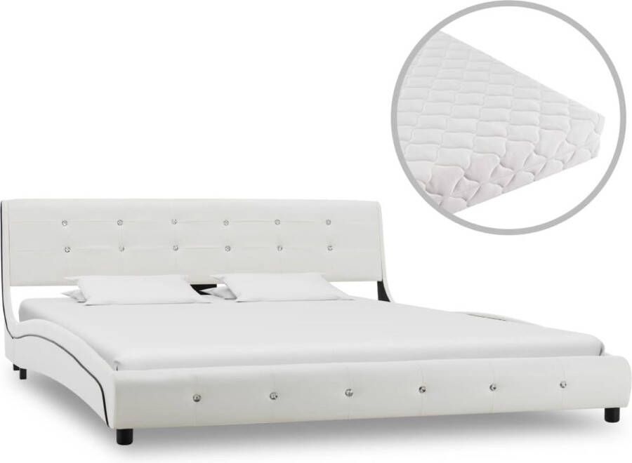 VidaLife Bed met matras kunstleer wit 160x200 cm