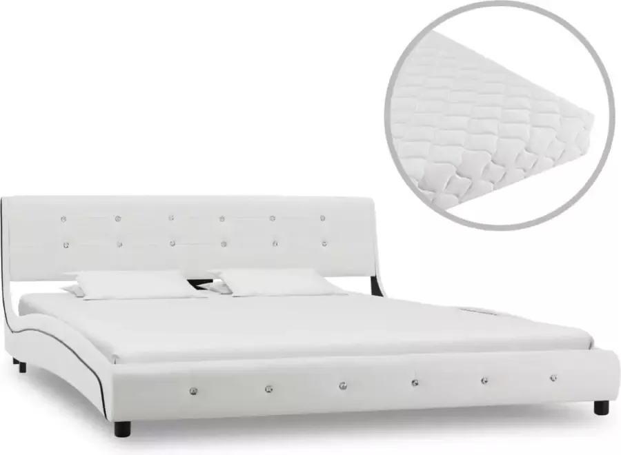 VidaLife Bed met matras kunstleer wit 160x200 cm