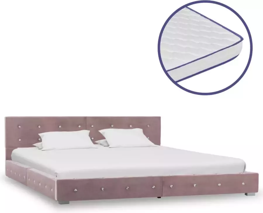 VidaLife Bed met traagschuim matras fluweel roze 160x200 cm