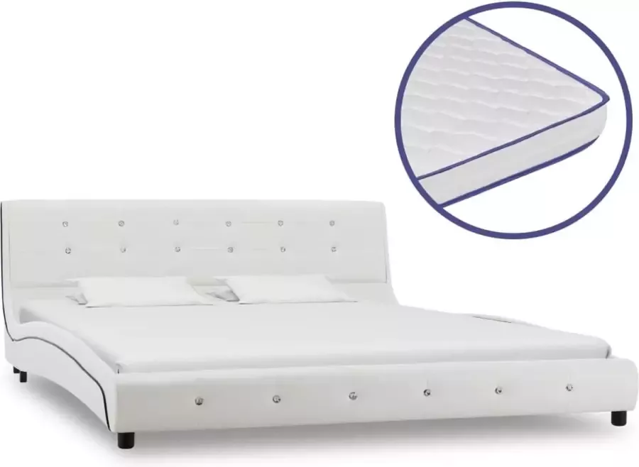 VidaLife Bed met traagschuim matras kunstleer wit 160x200 cm