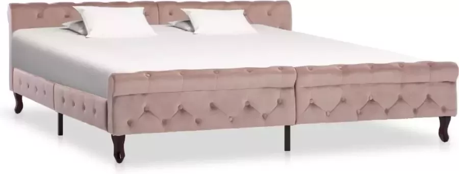 VidaLife Bedframe fluweel roze 200x200 cm