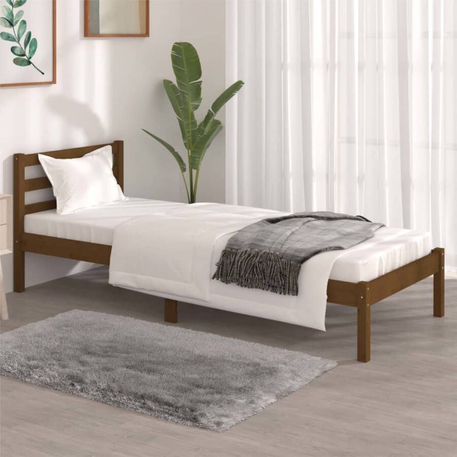 VidaLife Bedframe grenenhout honingbruin 75x190 cm 2FT6 Small Single