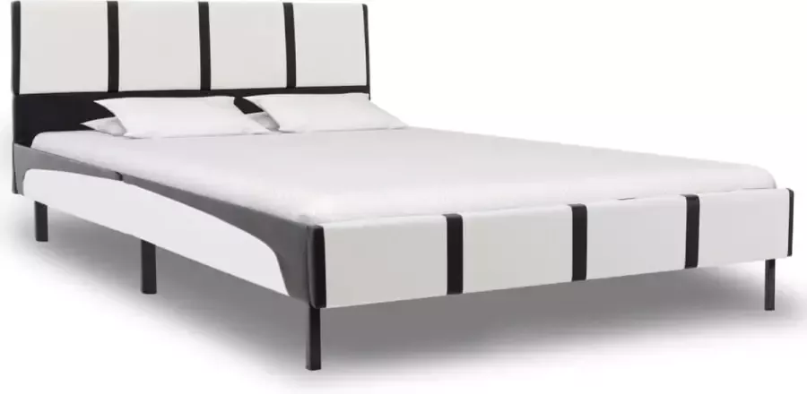 VidaLife Bedframe kunstleer wit en zwart 140x200 cm