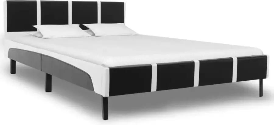VidaLife Bedframe kunstleer zwart en wit 160x200 cm