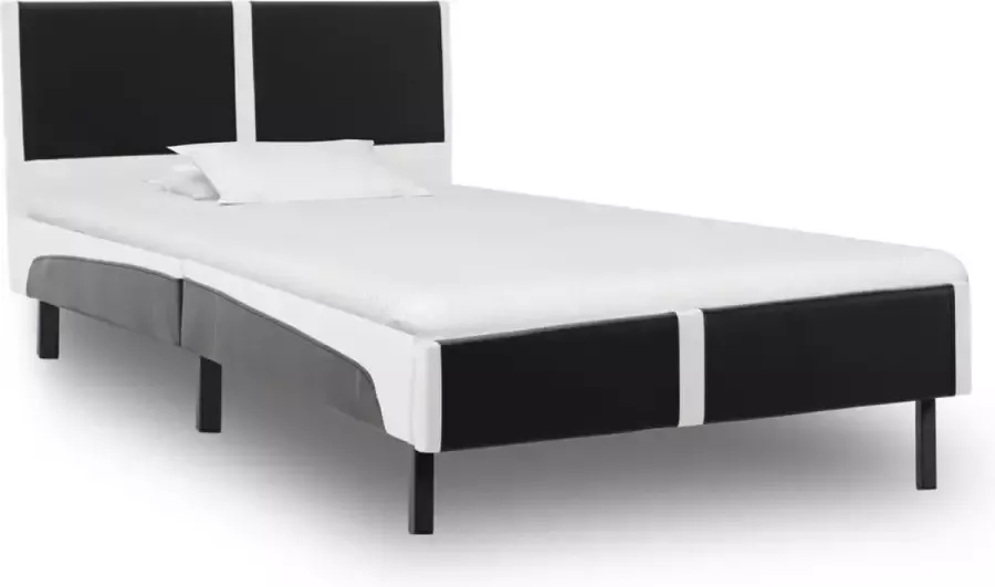 VidaLife Bedframe kunstleer zwart en wit 90x200 cm