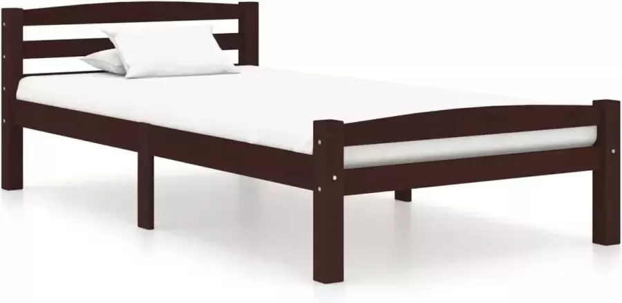 VidaLife Bedframe massief grenenhout donkerbruin 100x200 cm