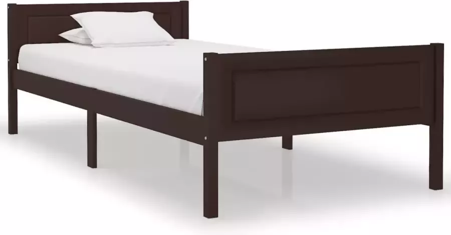 VidaLife Bedframe massief grenenhout donkerbruin 100x200 cm - Foto 3