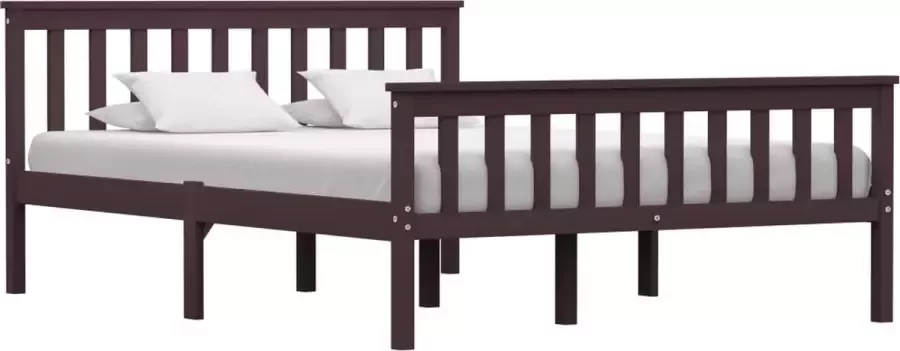 VidaLife Bedframe massief grenenhout donkerbruin 140x200 cm - Foto 3