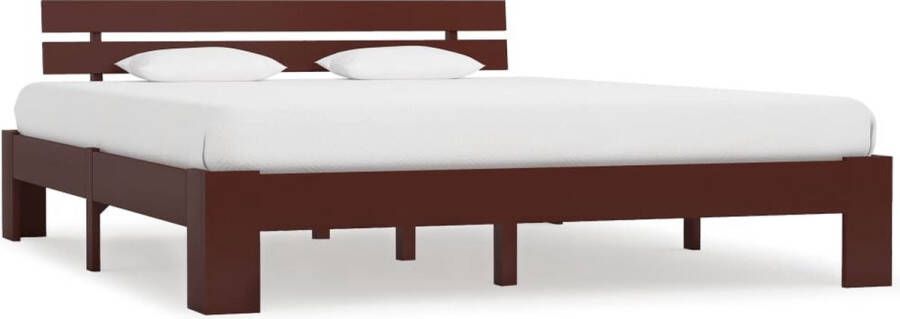 VidaLife Bedframe massief grenenhout donkerbruin 160x200 cm