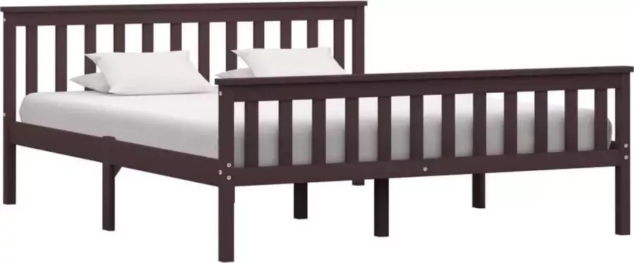 VidaLife Bedframe massief grenenhout donkerbruin 160x200 cm - Foto 2