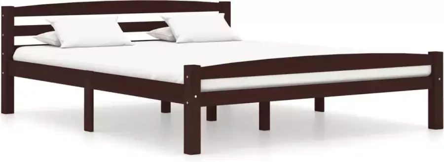 VidaLife Bedframe massief grenenhout donkerbruin 160x200 cm - Foto 3