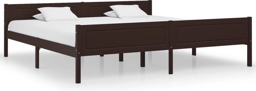 VidaLife Bedframe massief grenenhout donkerbruin 200x200 cm