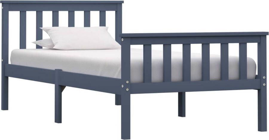 VidaLife Bedframe massief grenenhout grijs 100x200 cm